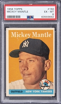 1958 Topps #150 Mickey Mantle - PSA EX-MT 6